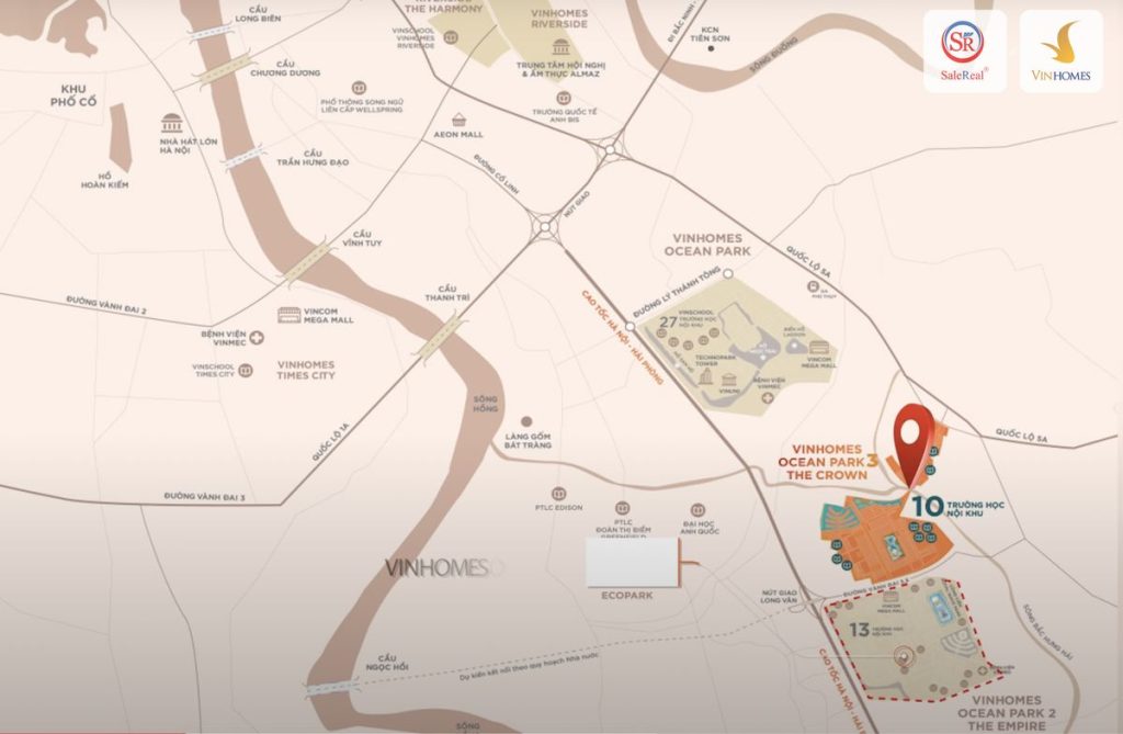 Vị trí đại đô thị Vinhomes Ocean Park 3 tại Hưng Yên